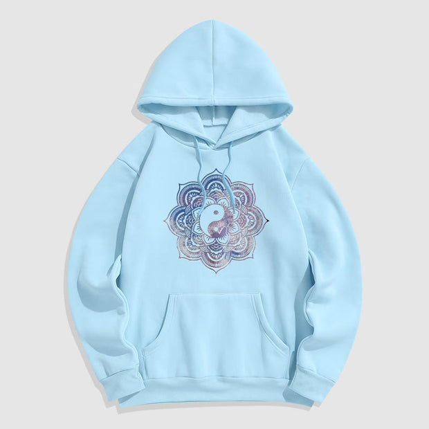 Buddha Stones Mandala Yin Yang Fleece Lined Hoodie