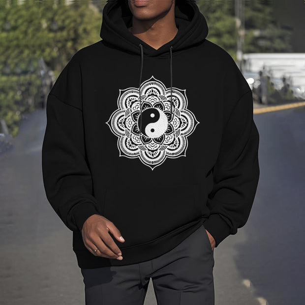 Buddha Stones Mandala Yin Yang Fleece Lined Hoodie