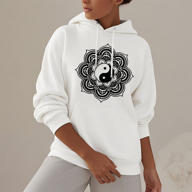 Buddha Stones Mandala Yin Yang Fleece Lined Hoodie