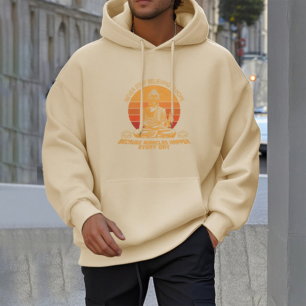 Buddha Stones Never Stop Believing In Hope Buddha Polyester Fleece Lined Hoodie