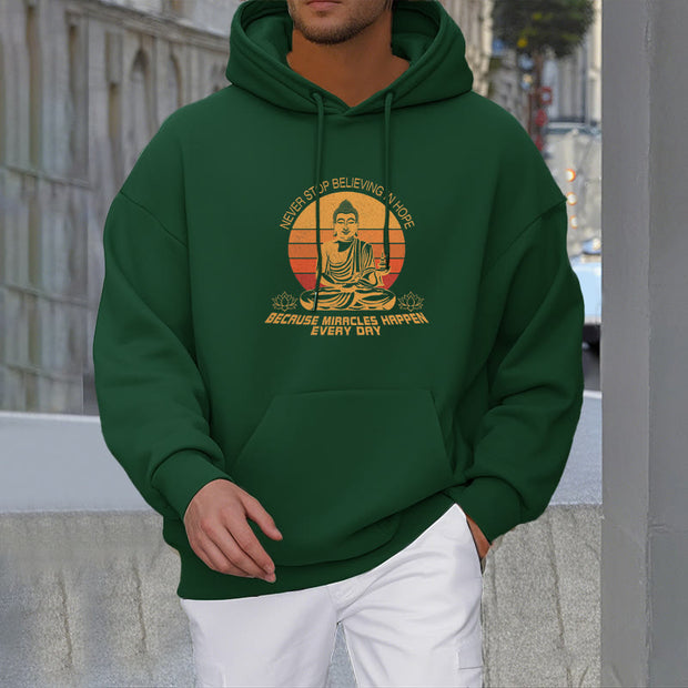 Buddha Stones Never Stop Believing In Hope Buddha Polyester Fleece Lined Hoodie