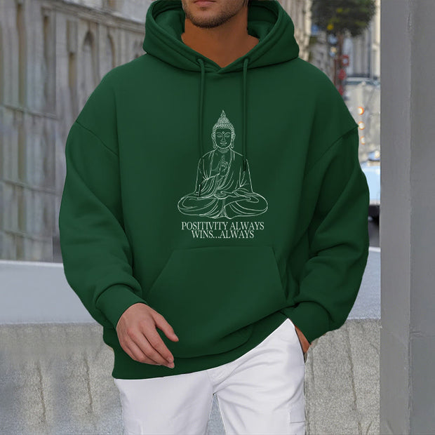 Buddha Stones Positivity Always Wins Always Buddha Polyester Fleece Lined Hoodie