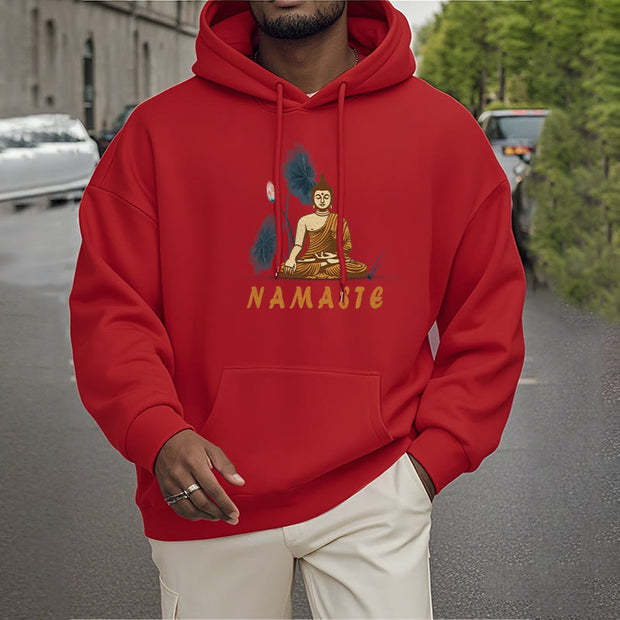 Buddha Stones NAMASTE Meditation Buddha Polyester Fleece Lined Hoodie