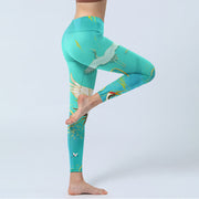 Buddha Stones Mint Green Mountain Crane Print Fitness Leggings Women's Yoga Pants - image 5