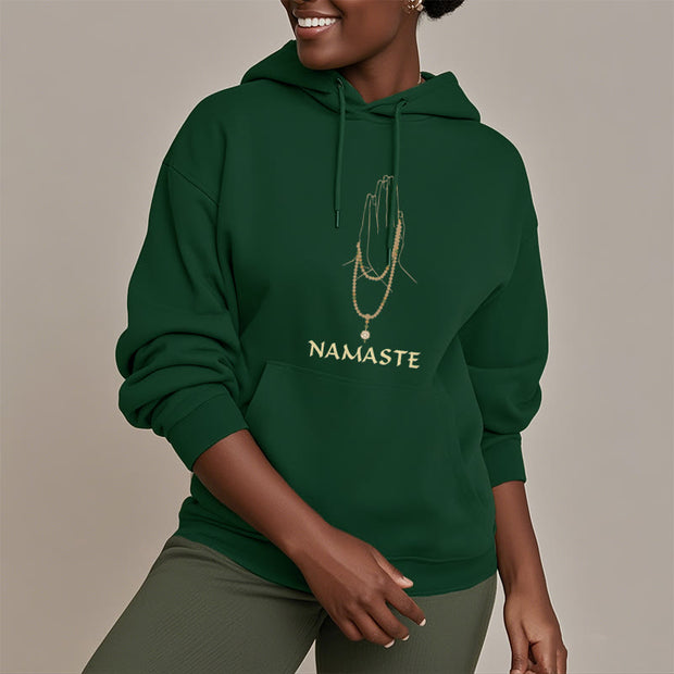 Buddha Stones NAMASTE Polyester Fleece Lined Hoodie