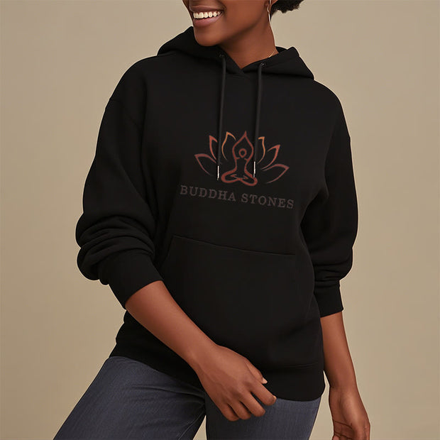 Buddha Stones Lotus Polyester Fleece Lined Hoodie