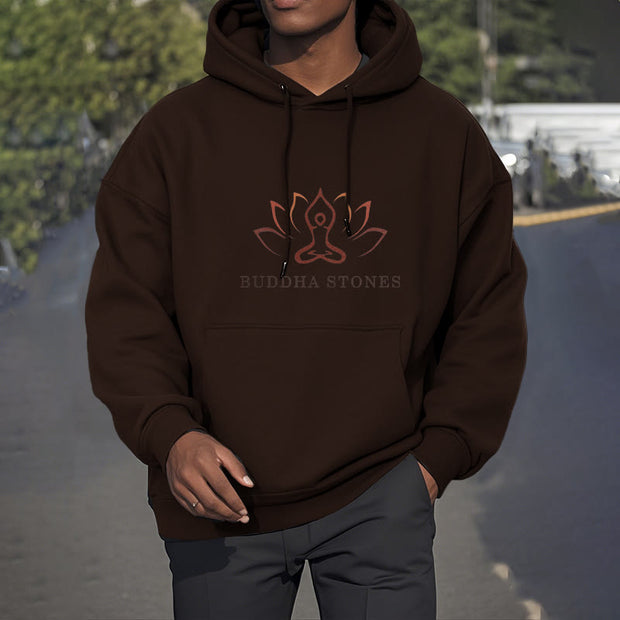 Buddha Stones Lotus Polyester Fleece Lined Hoodie