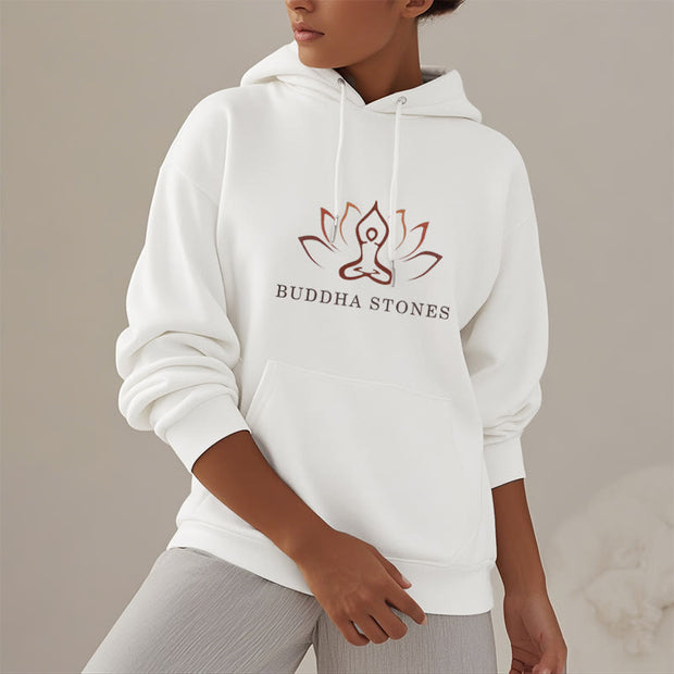 Buddha Stones Lotus Polyester Fleece Lined Hoodie