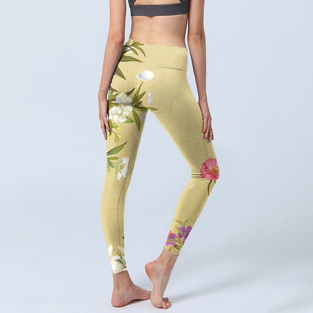Buddha Stones Flowers Plants Butterfly Print Fitness Leggings Women's Yoga Pants - image 5