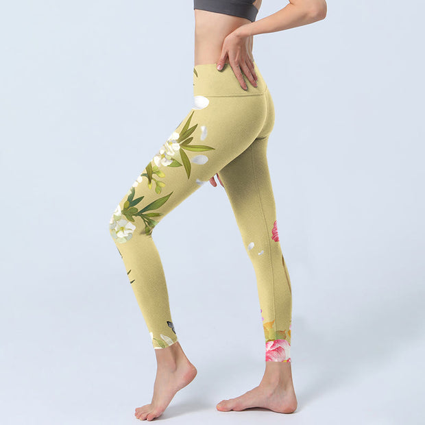 Buddha Stones Flowers Plants Butterfly Print Fitness Leggings Women's Yoga Pants - image 3