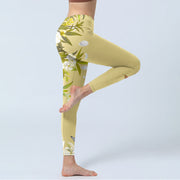 Buddha Stones Flowers Plants Butterfly Print Fitness Leggings Women's Yoga Pants