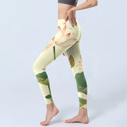 Buddha Stones Lotus Flower Leaf Dragonfly Print Fitness Leggings Women's Yoga Pants