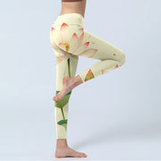 Buddha Stones Lotus Flower Leaf Dragonfly Print Fitness Leggings Women's Yoga Pants - image 5