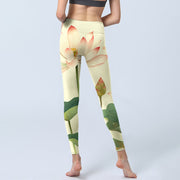 Buddha Stones Lotus Flower Leaf Dragonfly Print Fitness Leggings Women's Yoga Pants - image 8