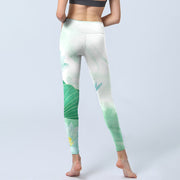 Buddha Stones Mint Green Lotus Leaf Dragonfly Print Exercise Leggings Women's Yoga Pants - image 7