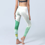 Buddha Stones Mint Green Lotus Leaf Dragonfly Print Exercise Leggings Women's Yoga Pants - image 5