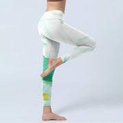 Buddha Stones Mint Green Lotus Leaf Dragonfly Print Exercise Leggings Women's Yoga Pants - image 4