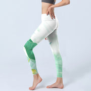 Buddha Stones Mint Green Lotus Leaf Dragonfly Print Exercise Leggings Women's Yoga Pants - image 3