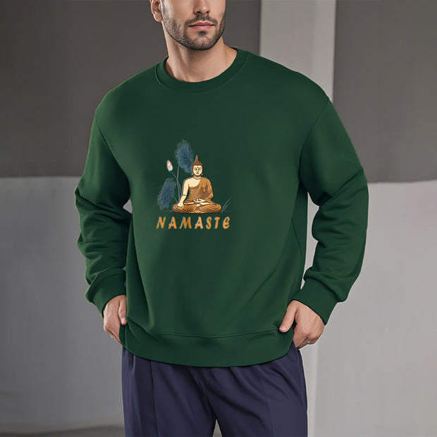 Buddha Stones NAMASTE Buddha Lotus Leaf Fleece Lined Sweatshirt