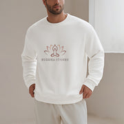 Buddha Stones Pure Color Round Neck Fleece Lined Sweatshirt