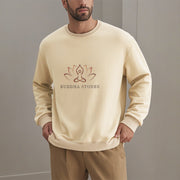 Buddha Stones Pure Color Round Neck Fleece Lined Sweatshirt