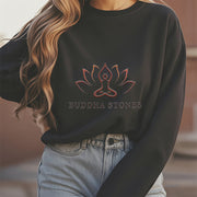 Buddha Stones Pure Color Round Neck Fleece Lined Sweatshirt