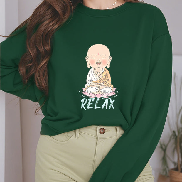 Buddha Stones RELAX Round Neck Fleece Lined Sweatshirt