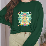 Buddha Stones Butterfly Lotus Buddha-Inspired Fleece Lined Sweatshirt