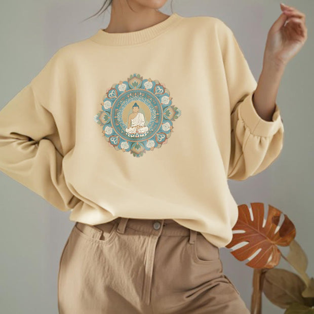 Buddha Stones Mandala Flower Buddha Soft Fleece Lined Sweatshirt