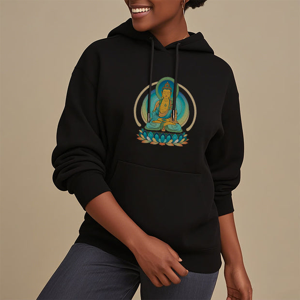 Buddha Stones Lotus Buddha Fleece Lined Polyester Hoodie