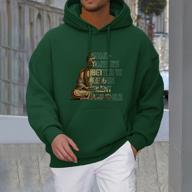 Buddha Stones Sometimes It's Better To Remain Silent And Smile Fleece Lined Polyester Hoodie