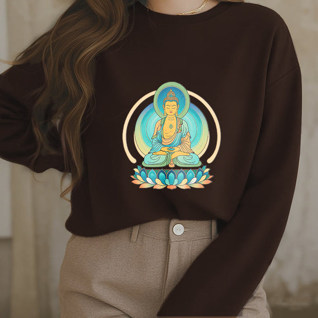 Buddha Stones Lotus Meditation Buddha Fleece Lined Sweatshirt