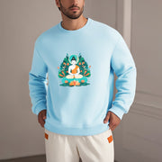 Buddha Stones Lotus Buddha Round Neck Fleece Lined Sweatshirt