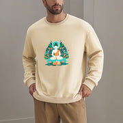 Buddha Stones Lotus Buddha Round Neck Fleece Lined Sweatshirt