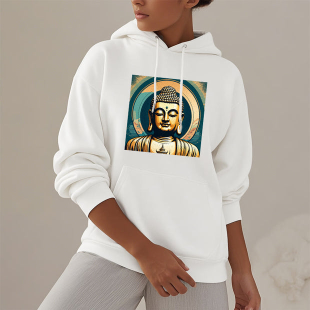 Buddha Stones Aura Golden Buddha Fleece Lined Polyester Hoodie