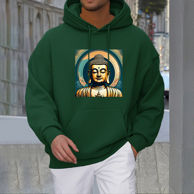 Buddha Stones Aura Golden Buddha Fleece Lined Polyester Hoodie