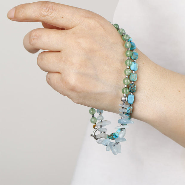 FREE Today: Happiness and Anti-Stress Green Emperor Stone Green Aventurine Triple Wrap Bracelet