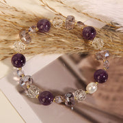 Buddha Stones Amethyst White Crystal Pearl Communication Bracelet Bracelet BS 4