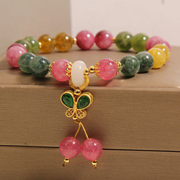 Buddha Stones Tourmaline Jade Butterfly Wisdom Bracelet Bracelet BS 3