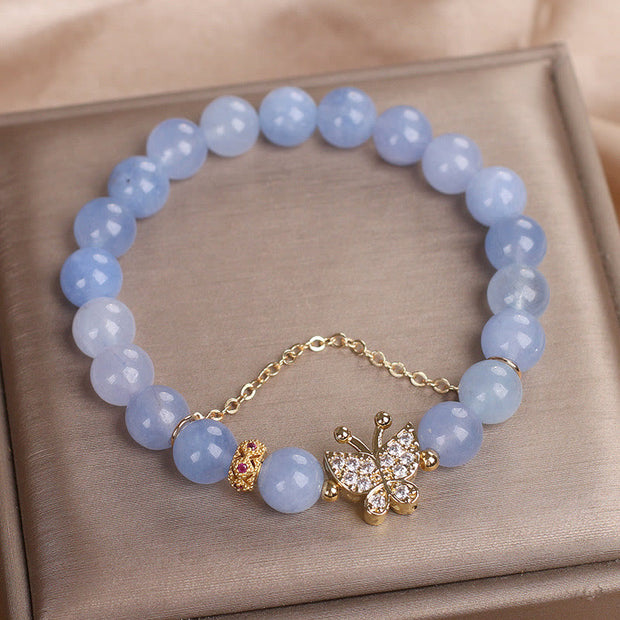 Buddha Stones Aquamarine Butterfly Serenity Bracelet