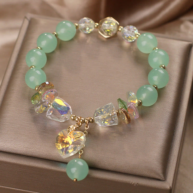 Buddha Stones Aquamarine Green Crystal Healing Bracelet