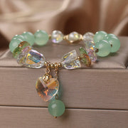 Buddha Stones Aquamarine Green Crystal Love Heart Charm Healing Bracelet Bracelet BS 6