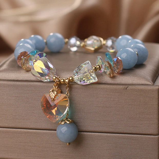 FREE Today: Blessing Hope Aquamarine Green Crystal Love Heart Charm Bracelet