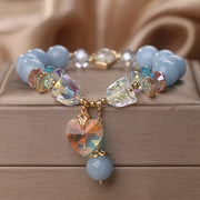 FREE Today: Blessing Hope Aquamarine Green Crystal Love Heart Charm Bracelet