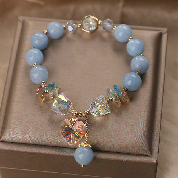 FREE Today: Blessing Hope Aquamarine Green Crystal Love Heart Charm Bracelet