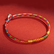 Buddha Stones Multicolor Red String Alloy 925 Sterling Silver Buckle Protection Bracelet Bracelet BS 3