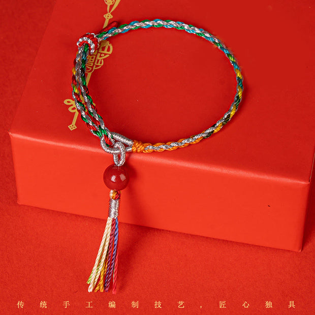 Buddha Stones Colorful String Cinnabar Concentration Bracelet