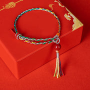 Buddha Stones Colorful String Cinnabar Concentration Bracelet Bracelet BS Silver Yellow Blue 18-19cm