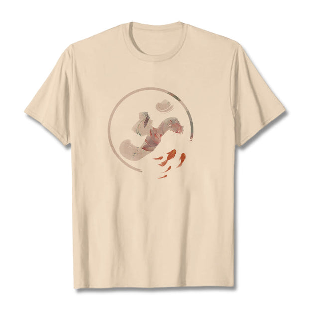 Buddha Stones OM Lotus Koi Fish Cotton Tee T-shirt