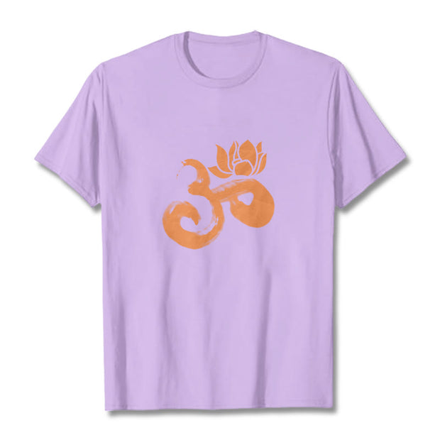 Buddha Stones OM Lotus Flower Cotton Tee T-shirt T-Shirts BS Plum 2XL